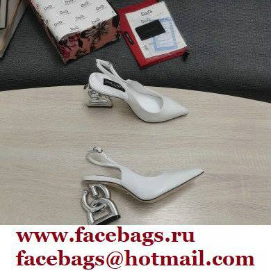 Dolce  &  Gabbana Heel 10.5cm Slingbacks White with DG Heel 2022